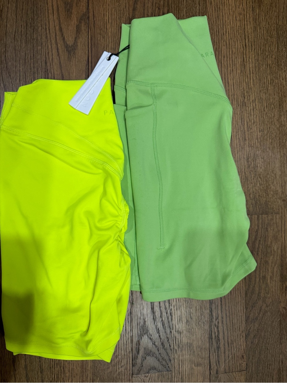 PARAGON Reluna Neon Yellow and Mint Green Active shorts Duo